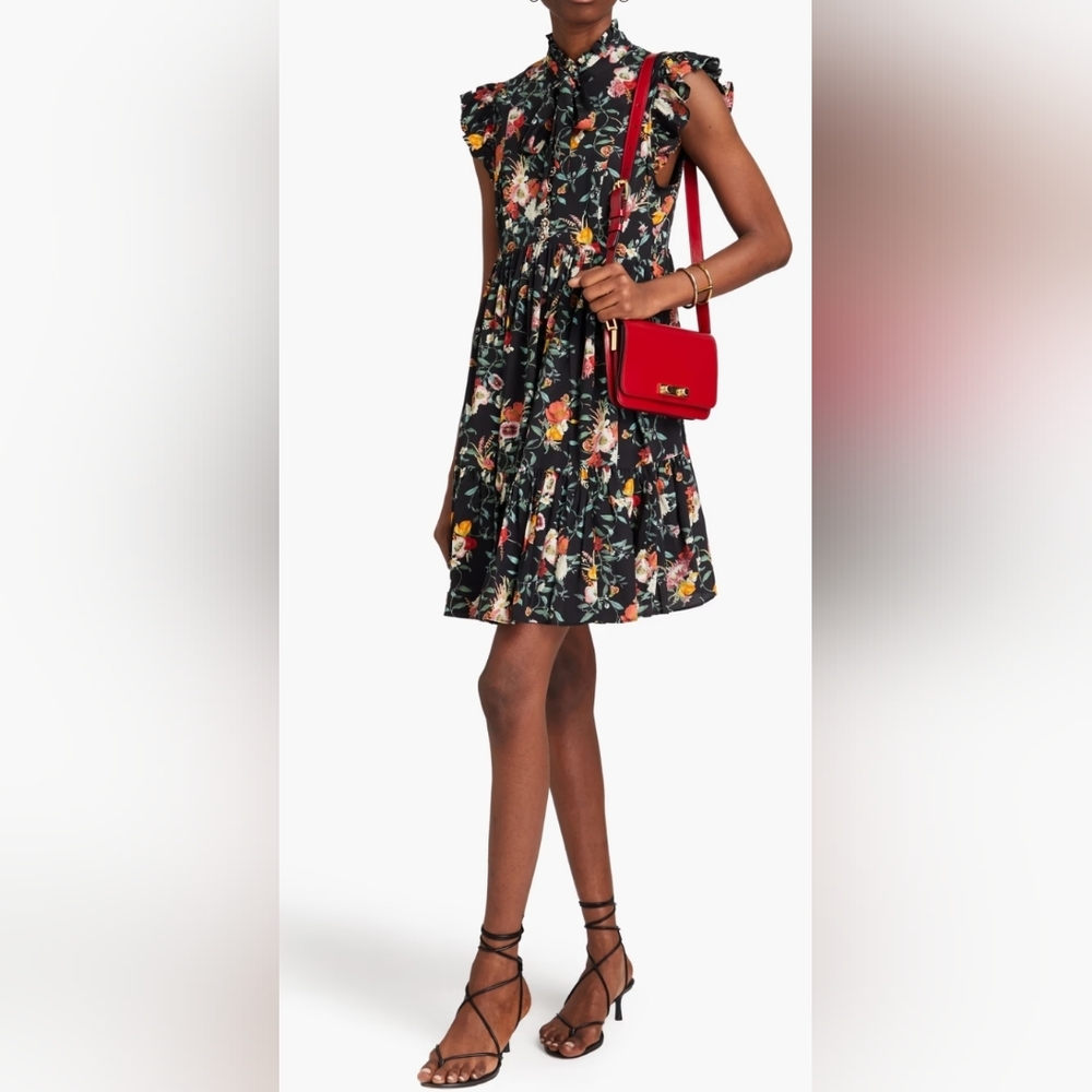 Zimmermann Red and Pink Knee-Length Skater Skirt
